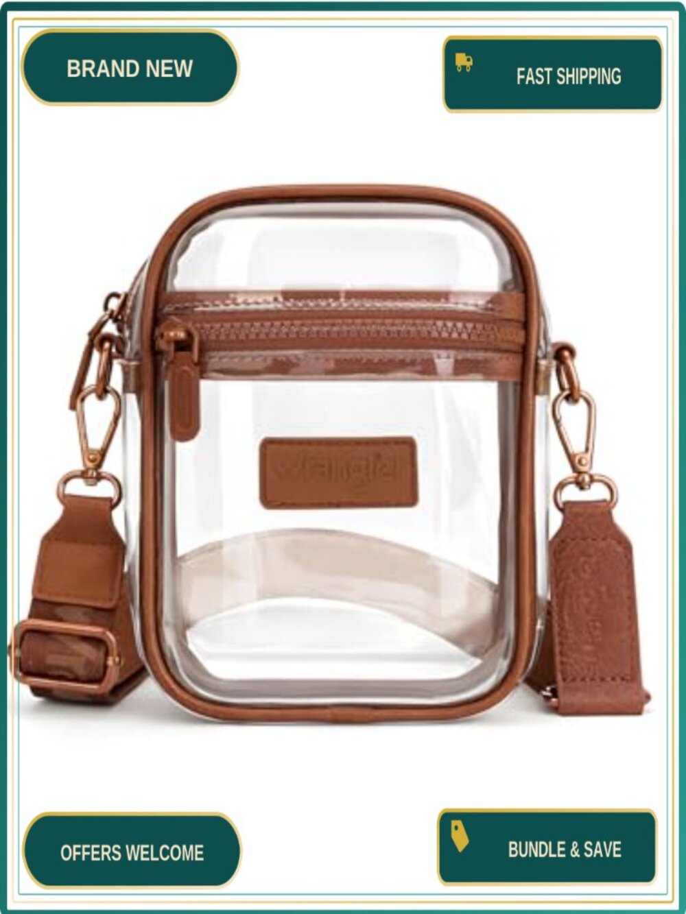 Clear Crossbody Bag Stadium Approved Thick PVC Adjustable Strap